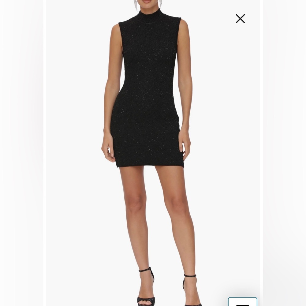 Sequin knit mock neck minidress